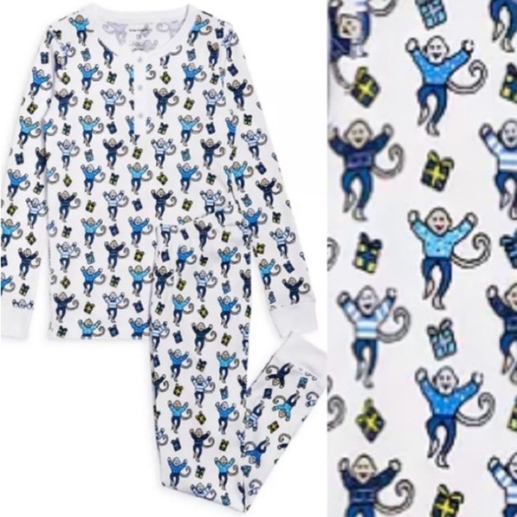 Roller Rabbit Monkey Nights 100% Cotton Pajama Set L Luxury Monkey Novelty Print - Picture 2 of 16